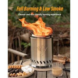 YEFU Tabletop Fire Pit 9.7 x 7.1 in, Low Smoke Camping Stove for Outdoor & Patio, Fueled by Pellets or Wood, Safe Burning Table Top Firepit, with Travel Bag & 2 Mini Sticks & Fireproof Mat, Silver