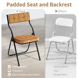 HOMEFUN Padded Folding Chairs 4 Pack - Foldable Dining Chair with Cushion, Portable and Assembled Extra Chair for Guests Kitchen Office Wedding Party Brown