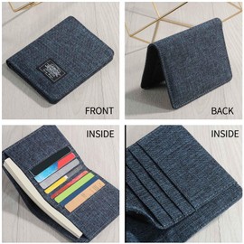 JEMINAL Men's Vertical Card Case, Trendy Fashion Money Clip, 8 Card Positions, Short Wallet, Minimalist Card Case (Dack Blue)