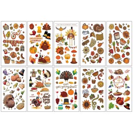 120pcs Thanksgiving Day tattoos stickers and party glasses combination set，Birthday Party Decorations Favors Supplies Gifts Boys Girls Cute Fake Tattoo School Prizes Carnival Theme (Thanksgiving Day)