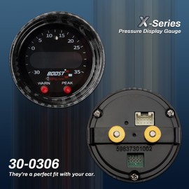 30-0306 X-Series Turbo Boost Pressure Display Gauge 52mm, 2-1/16th 30inHg 35PSI / 1-2.5BAR