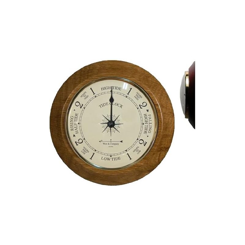 West & Company Solid Oak Tide Clock with Convex Glass