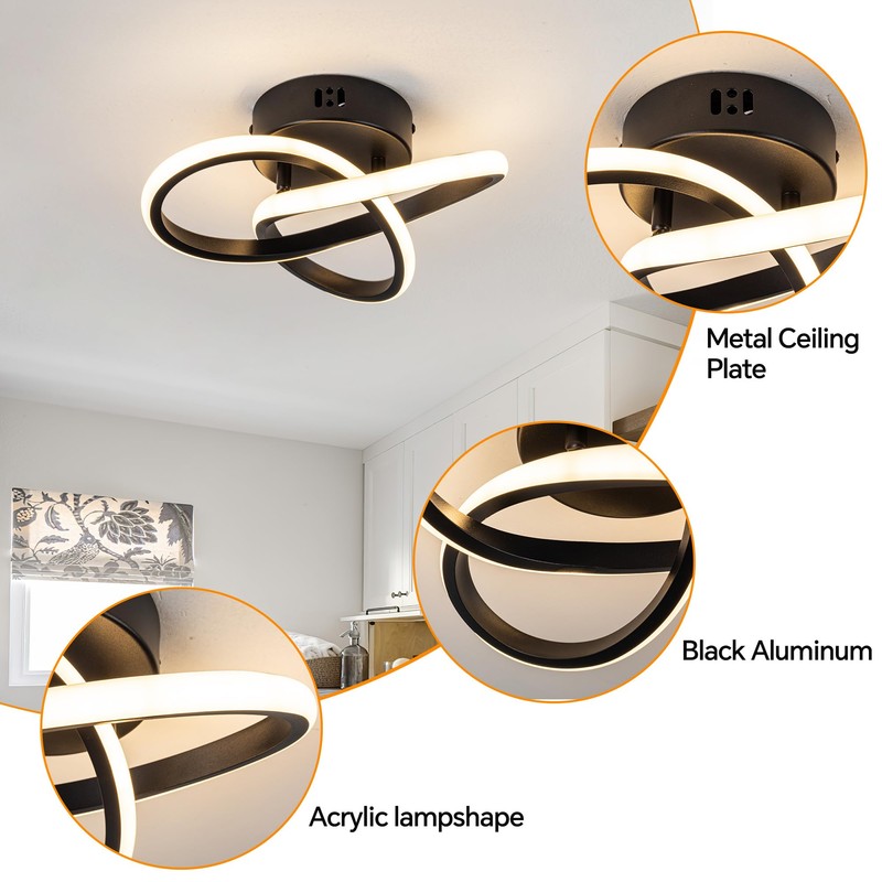 TIAZFCA 10 Inch Modern Ceiling Light, 24W LED Dimmable Ceiling