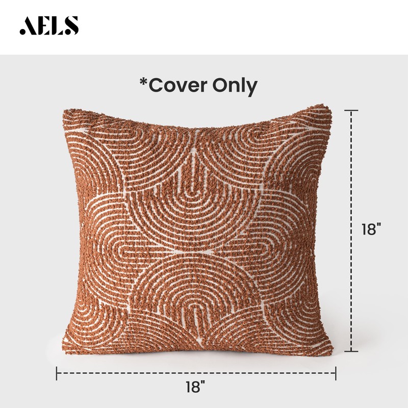 AELS Boho Decorative Textured Throw Pillow Covers 18x18, Organic Modern
