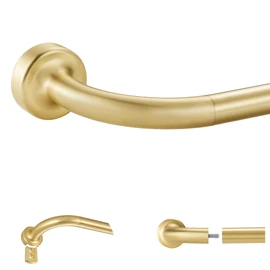 Brass Disc Curtain Rods, 84-144 Inches Window Curtain Rod,Adjustable Room Darkening Curtain Rod with Aluminum Finials and Brackets,Wrap Around Design