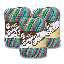 Lily Super Size Ombre Psychedelic Yarn - 3 Pack of 85g/3oz - 100% Cotton - #4 Worsted (Medium) - 143 Yards - Knitting/Crochet