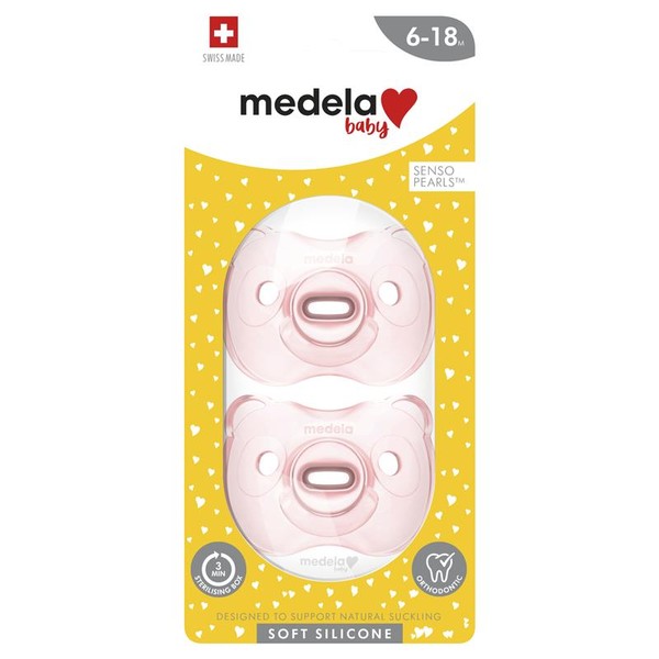 Medela Soft Silicone Duo Girl Pink Soothers 6-18 Months