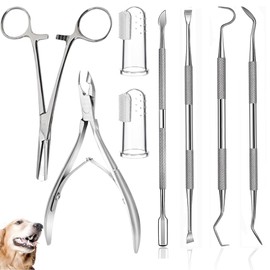 8 Pcs Dog Tartar Remover Pet Teeth Cleaning Tool, Cat Plaque Off Calculus Remover, Dog Tooth Scaler and Scraper, Stainless Steel Dental Forceps for Dogs and Cats Oral Care