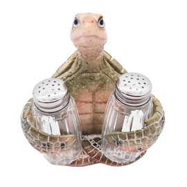 Turtle Salt and Pepper Set Holder, Nautical Décor, Shakers Included, 5.75 Inches