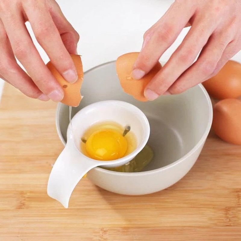 1Pc White Egg White Yolk Separator,Egg Separator for Raw Eggs,Bowl-Clip