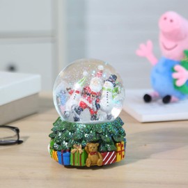 Christmas Glass Snow Globe Polystone Water Globe with Music for Holiday Santa Claus and Snowman