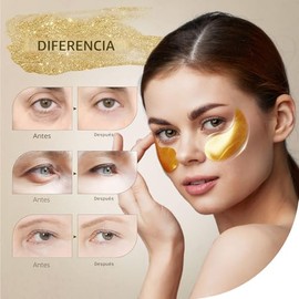 Parches para debajo de los ojos (30 pares), mascarilla de oro de 24 quilates para ojos hinchados, ojeras, bolsas y arrugas con colágeno, alivia la pre