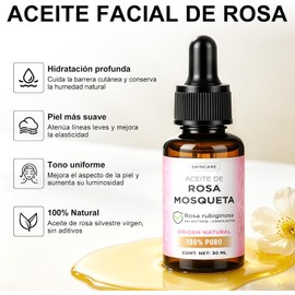 2PCS Aceite De Rosa Mosqueta, Aceite Rosa Mosqueta Puro, Aceite Facial Hidratante, Suaviza la Apariencia de la Piel, Unifica el Tono y Aporta Elasticidad