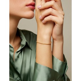 nometo 925 Sterling Silver Rope Bracelet Lobster Clasp 2mm 18k Gold Over Rope Bracelet for Women Diamond (6.5)