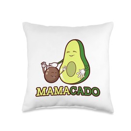 Mamacado Avocado Mom Apparel Baby Shower-Pregnancy-Mom Funny Avocado Mamacado Throw Pillow, 16x16, Multicolor