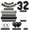 32nd Birthday Decoration - Black & White Party Decor for