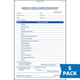 Simplified Driver's Vehicle Inspection Report 5-pk. - Book Format, 3-Ply Carbonless, 5.5" x 8.125", 31 Sets of Forms Per DVIR Book - Meet FMCSR Requirements - J. J. Keller & Associates