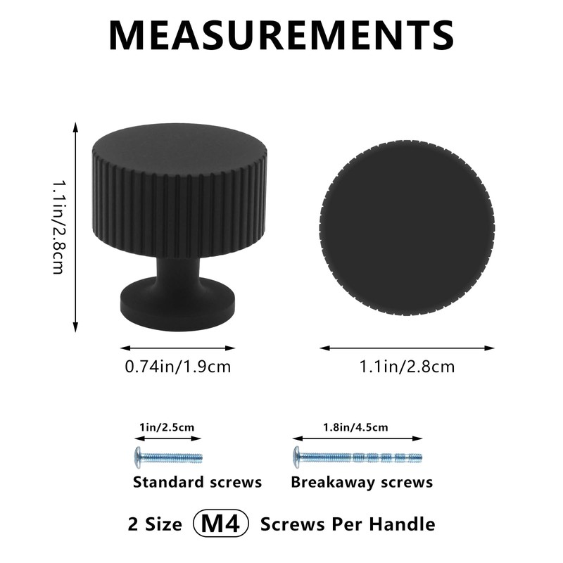 Abtopia 10 Pack Black Cabinet Knobs Dresser Knobs, Matte Black