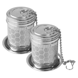 Tea Strainer for Loose Tea, Pack of 2 Tea Filters, Stainless Steel Tea Infuser, Tea Infuser with Drip Tray, Suitable for Most Tea Cups and Teapots, Dishwasher Safe