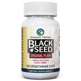 Amazing Herbs Amazing Herbs Whole Spectrum Black Seed Original Plain, Vegetarian Capsules - Gluten Free, Non GMO, Cold Pressed Nigella Sativa Aids in Digestive Health - 100 Count, 475mg
