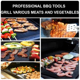 NDS- BBQ Grill Mats, Pack of 5 Universal Oven Liners for Bottom of Fan Assisted Ovens - Teflon, Reusable, Washable, Non Stick for Charcoal or Gas Grills