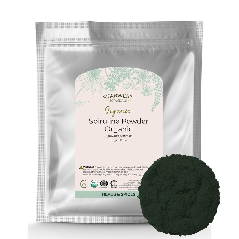 Starwest Botanicals Certified Organic Spirulina Powder, 1 Pound Bulk Bag