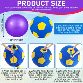 4 Pcs 2 Set Goat Ball Toy with Covers Anti Burst Training Toy with Inflator Pump Goat Balls for Play Yoga Outdoor Entertainment(Red and Purple,18inch)