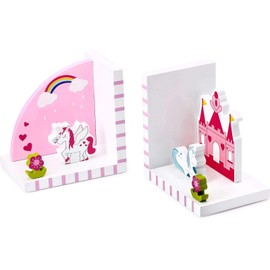 Mousehouse Gifts Wooden Children's Bookends for Boys or Girls Nursery or Bedroom (Blue & White Unicorn)