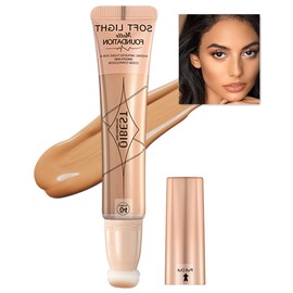 Full Coverage Foundation, Liquid Mat Foundation with Cushion Applicator, Waterproof Long Lasting Lightweight Hydrating Concealer Foundation (04# Wheat)