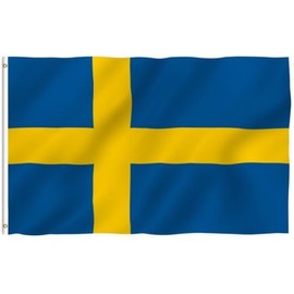 Moon 3x5 Sweden Flag 3x5 Swedish Banner Brass Grommets - Vivid Color and UV Fade Resistant - Prime Outside Garden Home Decor