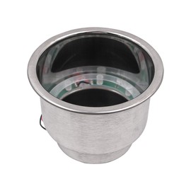 Pair of 2 ZONADAH Stainless Steel Cup Drink Holders with Red LED Light for Marine Boats, RVs, Campers, Caravans, Motorhomes, Yachts - Rust-resistant, Durable, and Stylish Beverage Holders