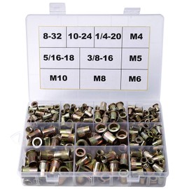 340 Pieces Rivet Nuts 8-32 10-24 1/4-20 5/16-18 3/8-16 Metric Rivet Nuts M4 M5 M6 M8 M10 Nutsert RIV Nuts Threaded Insert Nuts Kit Carbon Steel