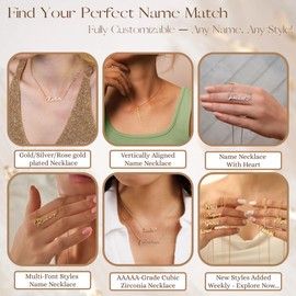 Ldurian Custom Name Necklace, London Name Plate Pendant Necklace Pre Gifts, Charm Necklaces Jewelry for Birthday Anniversary