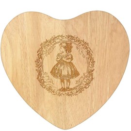 'Vintage Girl Standing in Circle Frame' Wooden Heart Shaped Chopping/Cutting Board (WB00084273)