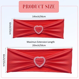 Fbewom Spandex Chair Sashes Bows 30 Pack Red Chair Sashes Clearance Red Sashes for Chairs Universal Elastic Chair Sashes Bands with Heart Buckle Slider for Banquet Wedding Party Decorations