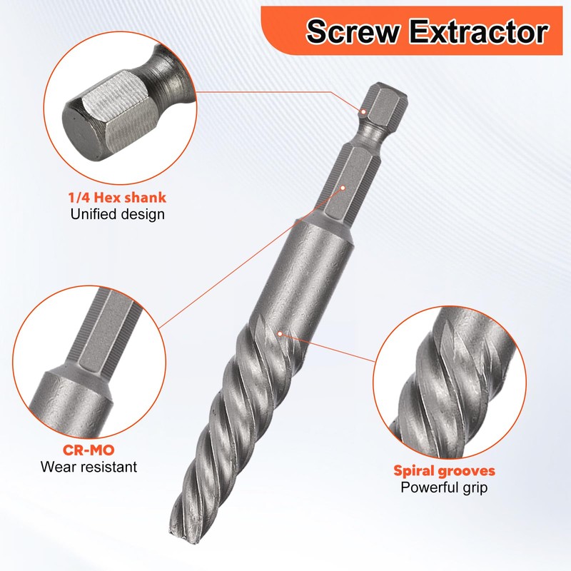 THINKWORK 16pcs Screw Extractor, Spiral Bolt Extractor Kit, Easy Out