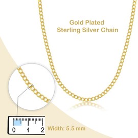 Y'all Sterling Silver Gold Plated Cuban Chain for Men and Women 5.5mm Italian Made Necklace, 16.0"
