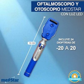 MEDSTAR | Estuche de Oftalmoscopio y Otoscopio con Iluminación de Fibra Óptica (Azul)
