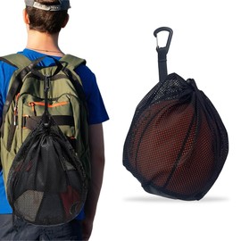 DIFLAX 2 Stück Ballnetz Ballsack,Ballnetz 1 Ball,Basketball Tasche Fußball Netzbeutel,Balltasche mit Karabiner sowie Kordelzug, Tragbare Faltbar Ball Tasche für Fußball Volleyball etc Ballspiele