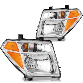 Headlights Headlights Headlamp Compatible With Nissan 2005-2008 Frontier,2005-2007Pathfinder OE Style Head lights Assembly Halogen Chrome L+R for 2005 2006 2007 2008,NI2502157 NI2503157