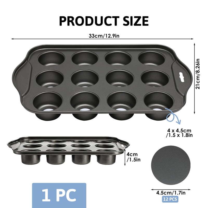 12 Cup Non-Stick Loose Bases Mini Sandwich Tin Baking Tray