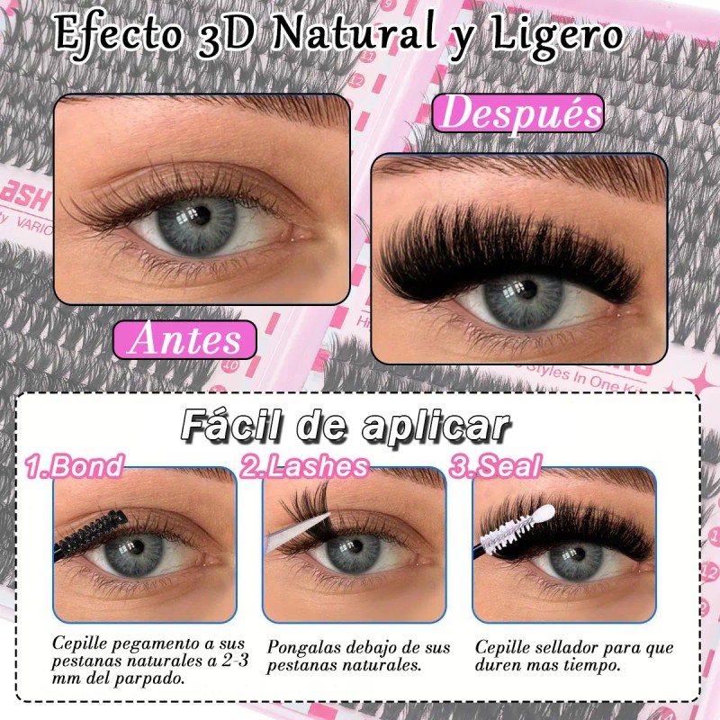 Kit De Extensiones Pestañas 800racimos Volumen D-mix 8-16mm