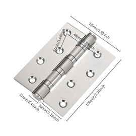 Pack of 2 Hinges Stainless Steel Door Hinge Outdoor Heavy Duty Hinge with Ball Bearing 100 x 76 x 13 mm Solid Hinges with Screws Door Hinges Outdoor Stainless Steel Hinge for Door, Window, Cupboard,