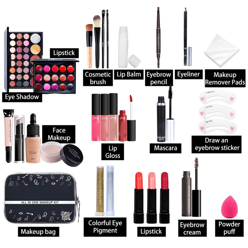 27Pcs Professional Makeup Set Portable Travel Makeup Storage Box Gifts