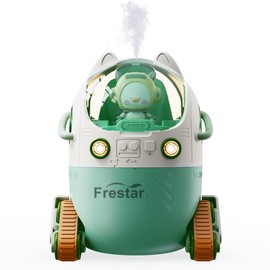 Frestar Mini USB Humidifier 220ml with LED Night Light, Small Cute Humidifier Bulit in Adorable Doll for Kids, Plant, Bedroom, Office, Desk, Babies Room, No Battery(Green-Huhu)