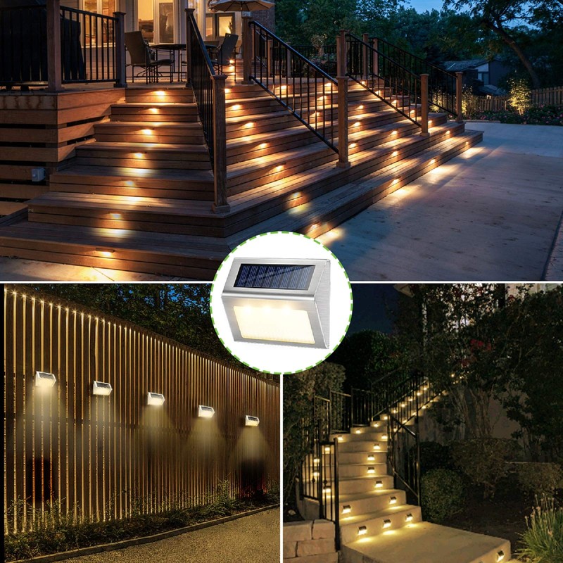 JSOT 12 Pack Solar Lights Outdoor Waterproof for Stairs Decor,