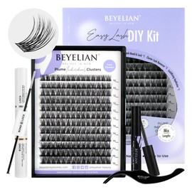 BEYELIAN Individual Eyelashes, D+ Curl Cluster Eyelashes, 144 Pieces Cluster Lashes 0.07 mm, 10–16 mm, Mixed DIY Eyelash Extensions Set Individual Lashes at Home Super Thin Transparent Band (Twin