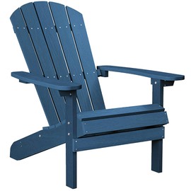 YEFU Adirondack Chair Weather Resistant: Outdoor Chair HIPS Plastic Adirondack Chairs - Patio Chairs with Wood Texture - Lawn Fire Pit Deck Porch Garden Chairs for Adults (Navy Blue)