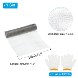 PATIKIL 40"L x 10"W Woven Wire Mesh, 16 Mesh 304 Stainless Steel Air Vent Filter Screen with Gloves for Window Security Vent Cover Filtration Animals Fence