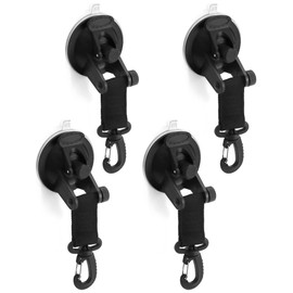 QWORK 4-Piece Suction Cup Camping Set with 4 Hooks, Suction Cup Hooks, Camping, Multi-Purpose Suction Cups, for Car, Side Awning, Tent, Motorhome